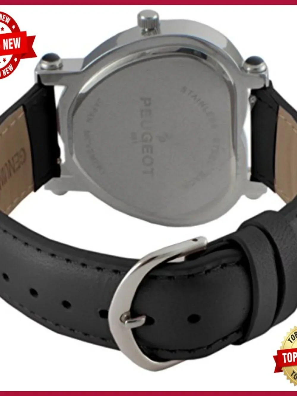 Heart Shaped Crystal Studded Wrist Watch with Leather Strap